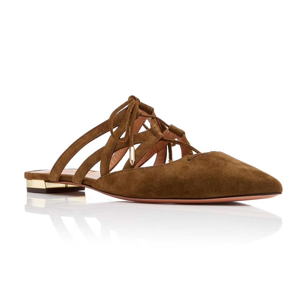 Aquazzura Belgravia Lace-up Leather Mules